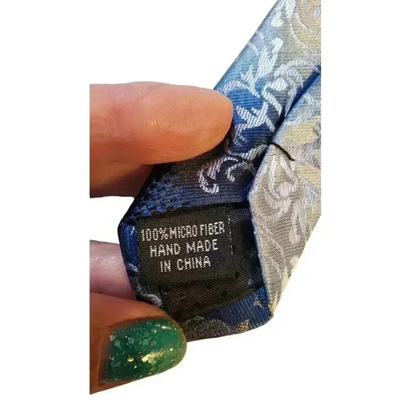 Stacy‎ Adams Signature Gold Luxury Hand Made 100% Microfiber Men's Neck Tie Blue - Picture 10 of 13
